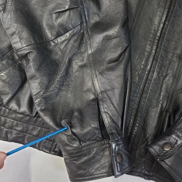 Pioneer Wear Men's Leather Bomber Jacket 100% Lamb Leather Vintage Biker Size L - Picture 16 of 16